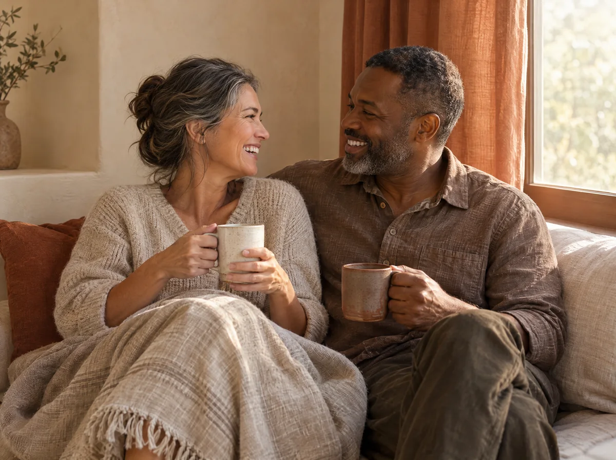 Illustrative couple sharing a moment — everyday connection